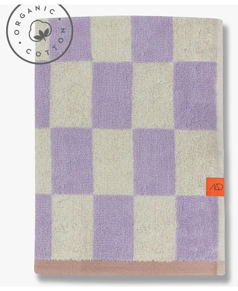 Jasnożółto-fioletowy ręcznik kąpielowy z bawełny organicznej 70x133 cm Retro – Mette Ditmer Denmark