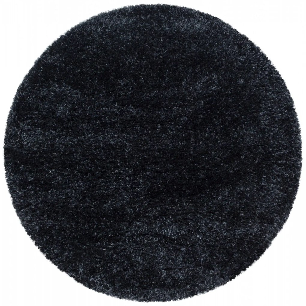 Dywan shaggy poliestrowy Brilliant czarny koło 80 cm x 80 cm