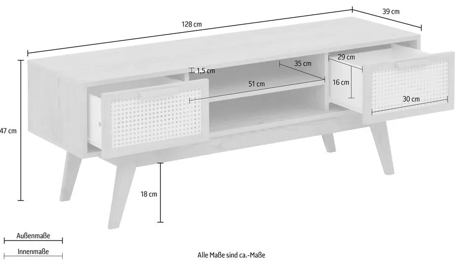 Szafka pod TV w dekorze dębu w naturalnym kolorze 128x47 cm Bridget – Støraa