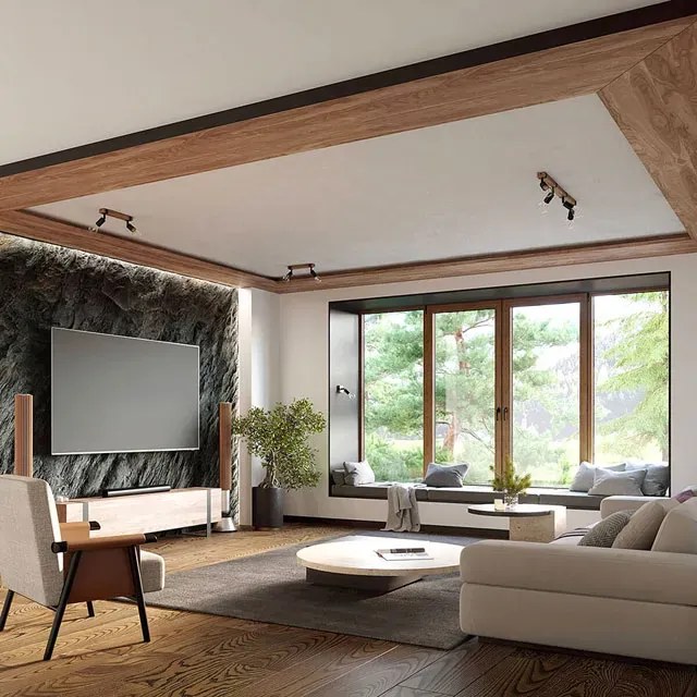 Czarny drewniany plafon w stylu loft A391 A3-Z01