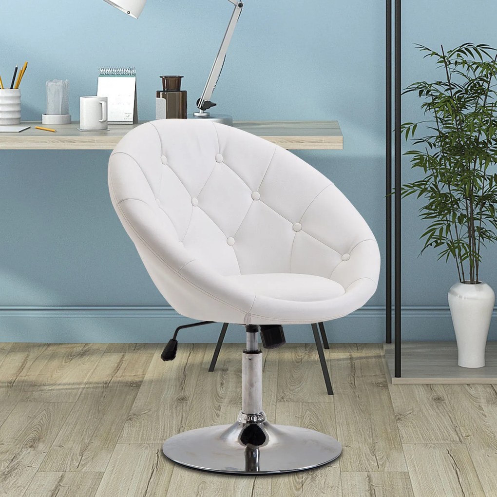 Homcom Krzesło Fotel Obrotowy Z Regulacją Wysokości Biały