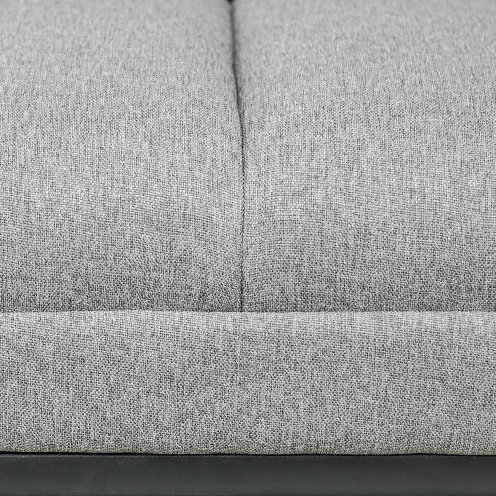 HOMCOM Ławka do Sypialni Tapicerowana Lnianym Wyglądem Jasnoszara Stylowa i Wytrzymała do 200kg | Aosom PL