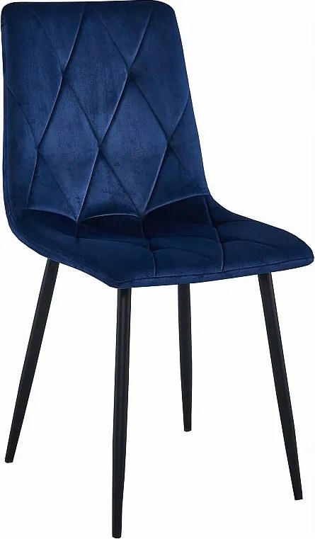 Krzesło Valora TYRA w kolorze granatowego aksamitu z czarnymi metalowymi nogami x1