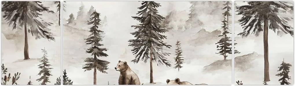 Obraz - Las z niedźwiedziami (170x50 cm)