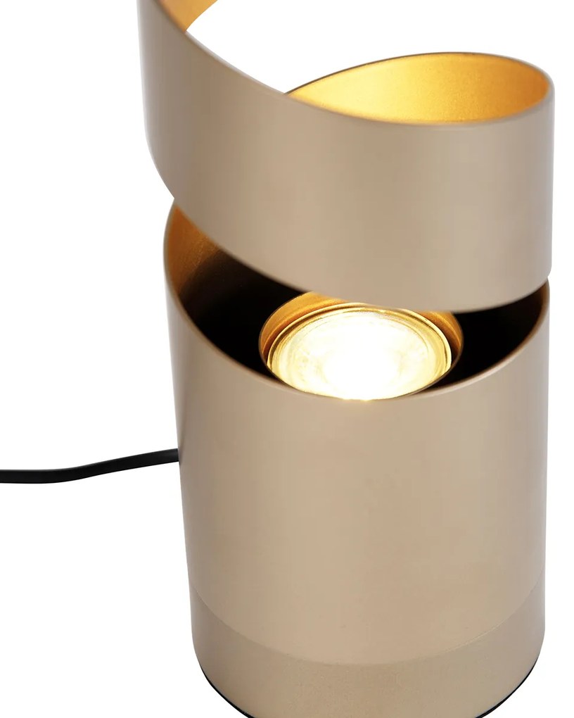 Moderne tafellamp taupe met goud - Stream Nowoczesny Oswietlenie wewnetrzne