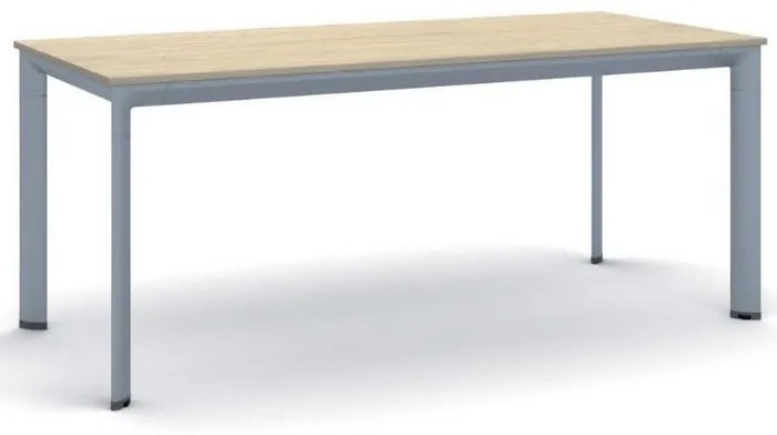 Stół konferencyjny do biura PRIMO INVITATION, 180x80 cm, szaro-srebrna podstawa, dąb naturalny
