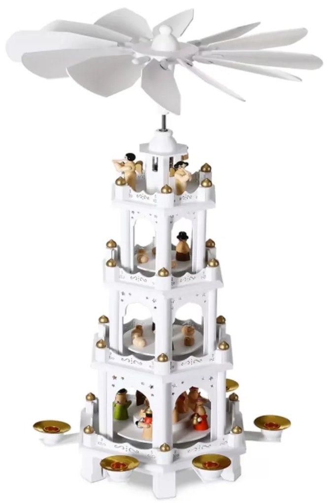 Spielwerk Piramida świąteczna MERRY, 60x20x20cm, biała