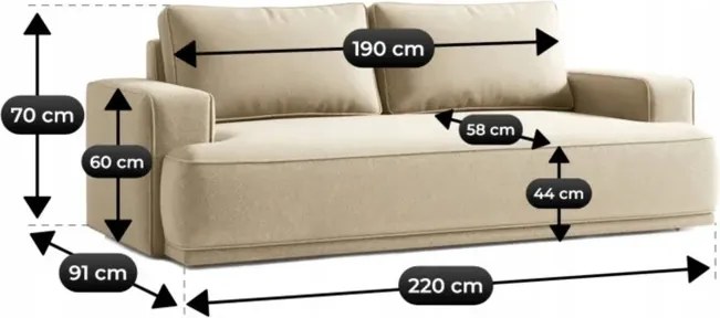 Sofa z Funkcją Spania CAMELIA Beżowa Boucle Japandi