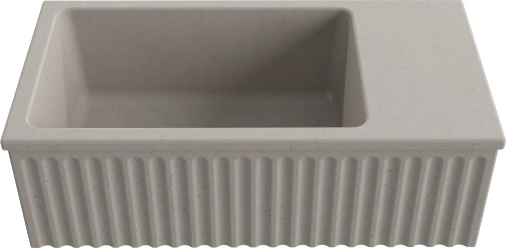 Massi Umywalka betonowa ryflowana nablatowa / wisząca prostokątna 60 x 30 cm WELLE | różne kolory : Kolor - Cappuccino, Typ montażu - nablatowa