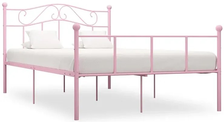 Różowe metalowe łóżko w stylu loft 160x200 cm - Fiosa