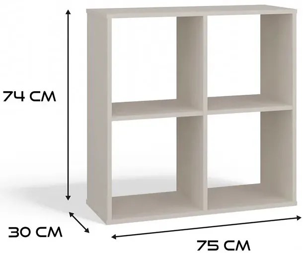 Beżowy regał kostka z 4 półkami kaszmir Mondej 18X