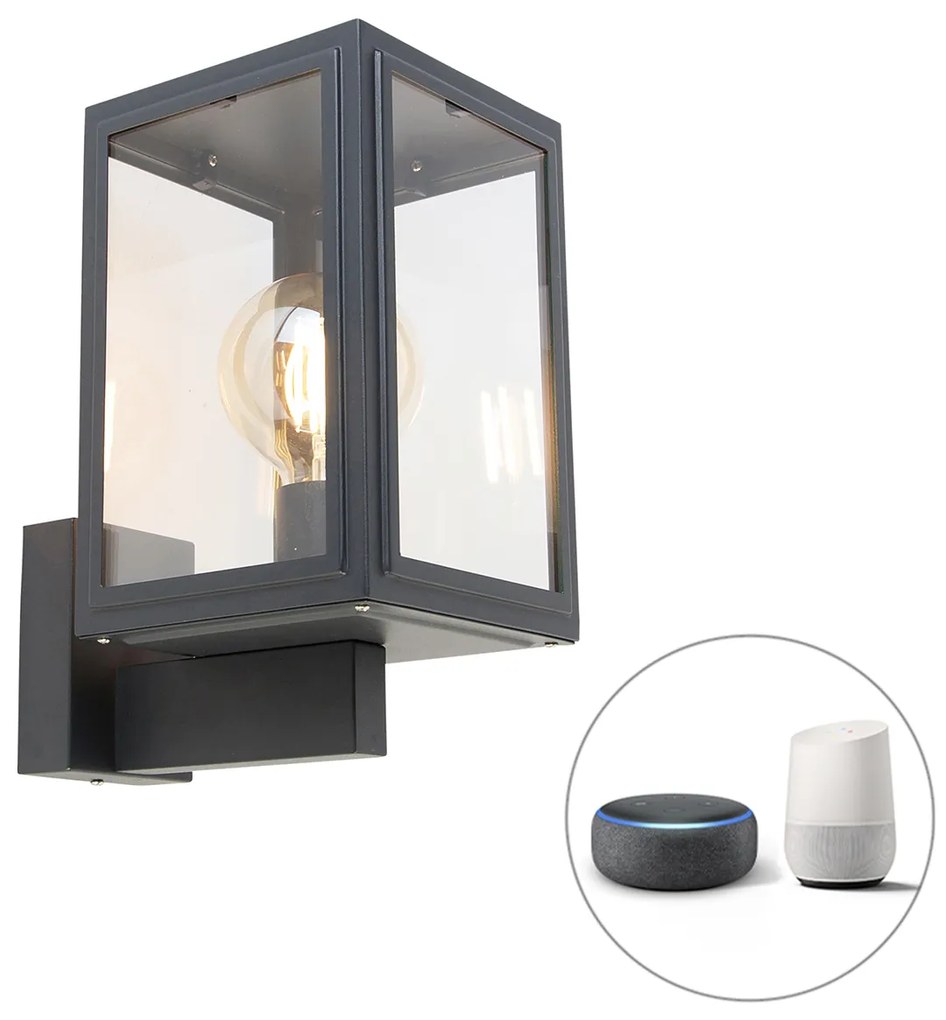 Zewnetrzna Inteligentna lampa ścienna szara w komplecie z inteligentną żarówką G95 - Sutton Up Rustykalny / Vintage Oswietlenie zewnetrzne