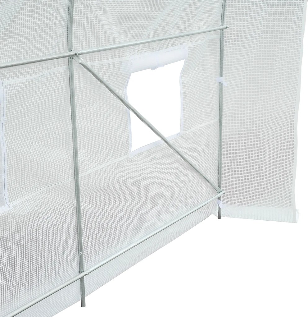 Outsunny foliowa szklarnia ogrodowa 35x2x2m z 6 oknami wentylacyjnymi biała trwała i przestronna | Aosom PL