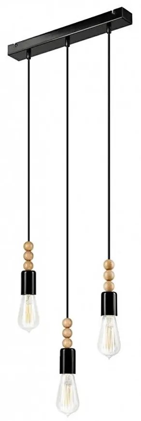Lampa wisząca SIMON 3xE27/60W/230V czarna na linkach