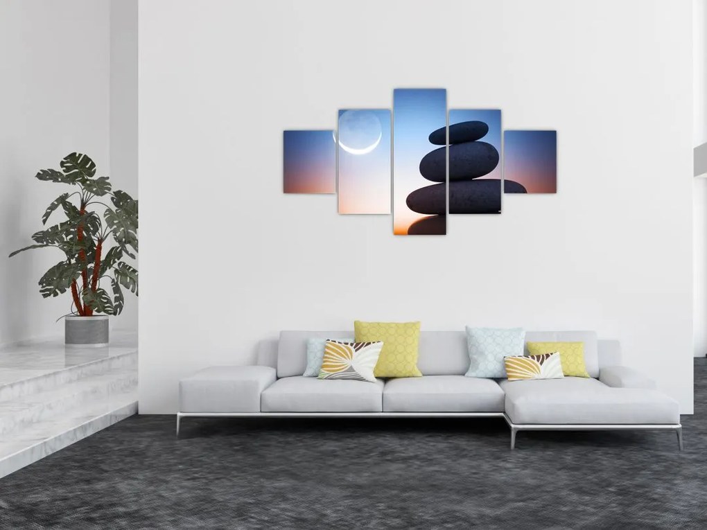 Obraz ułożonych kamieni jeden na drugim (125x70 cm)