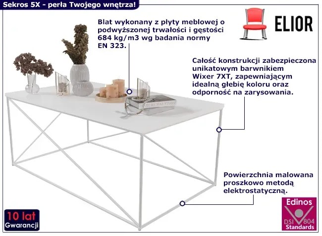 Biała nowoczesna ława z geometrycznym stelażem Z4-M89