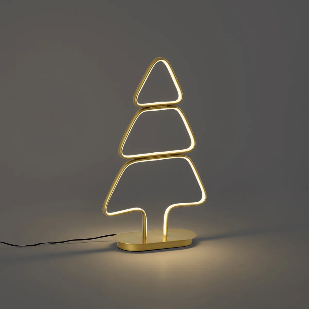 Świąteczna lampa stołowa Arbre, złota choinka z diodą LED