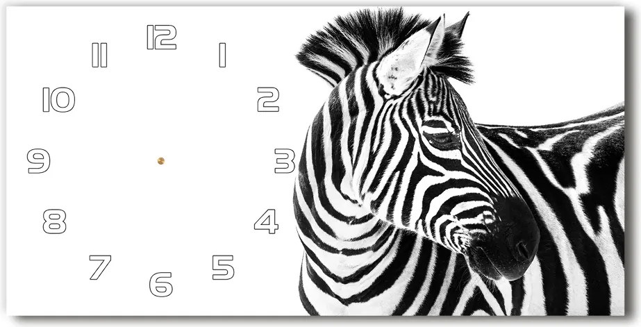 Zegar ścienny szklany cichy Zebra w śniegu