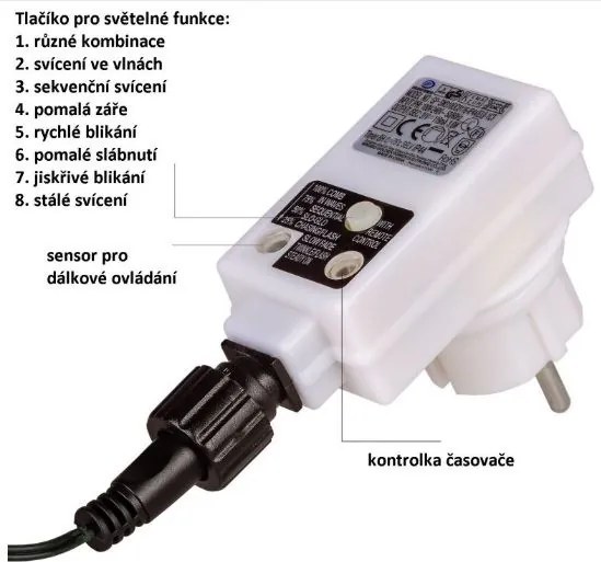 Świąteczne oświetlenie 20 m, 200 diod LED, zimna biel