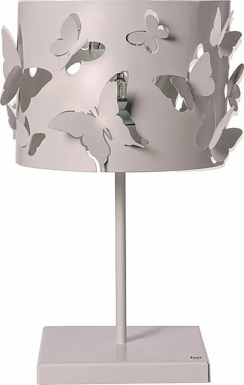 Lampa stołowa Farfallosa 20x20x37 cm z perforowanego żelaza, motywy motyli, efekt dekoracyjny, E27, made in Italy, Gelso