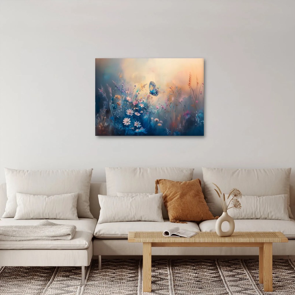 Obraz - Łąka z motylem (70x50 cm)