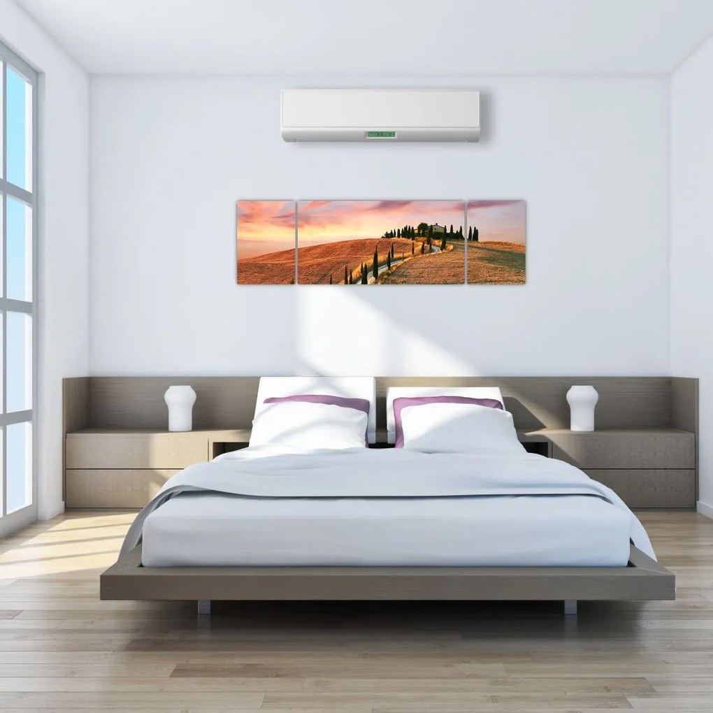 Obraz - Dom na wzgórzu, Toskania, Włochy (170x50 cm)