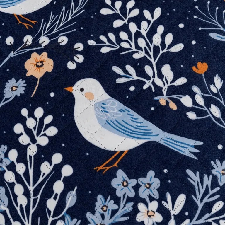 Narzuta na łóżko DENIM BIRDS, niebieska Rozmiar: 170 x 210 cm