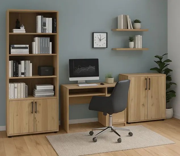 Minimalistyczna Komoda Biurowa Z Drzwiczkami Wenge L1-K53