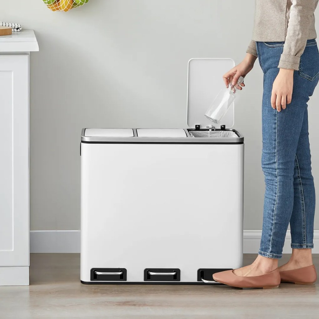 Kosz do segregacji odpadów SORT, 54l (3x18l) + worki na śmieci, biała Jurhan