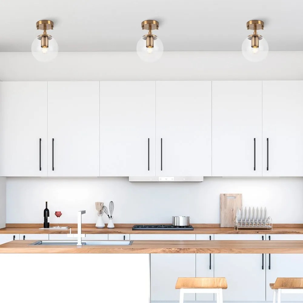 Lampa sufitowa w kolorze mosiądzu ze szklanym kloszem ø 15 cm Atmaca – Opviq lights