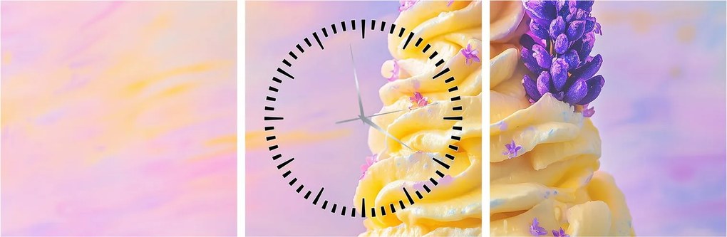 Obraz - Lody z lawendą (z zegarem) (90x30 cm)
