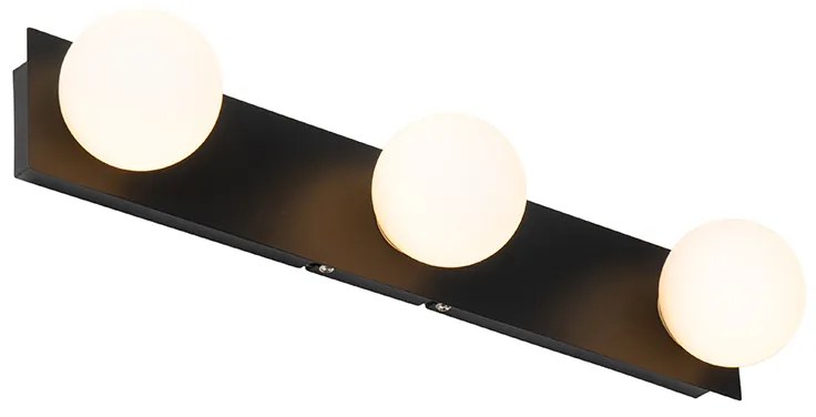 Nowoczesna lampa ścienna czarna 48 cm IP44 3-światłowa - Cederic Nowoczesny Oswietlenie wewnetrzne