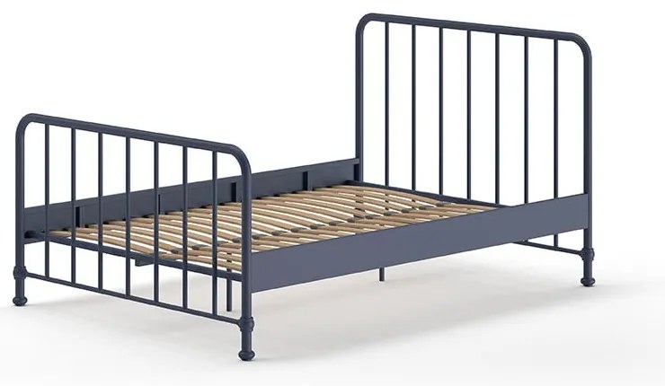 Niebieskie metalowe łóżko dwuosobowe ze stelażem 140x200 cm BRONXX – Vipack