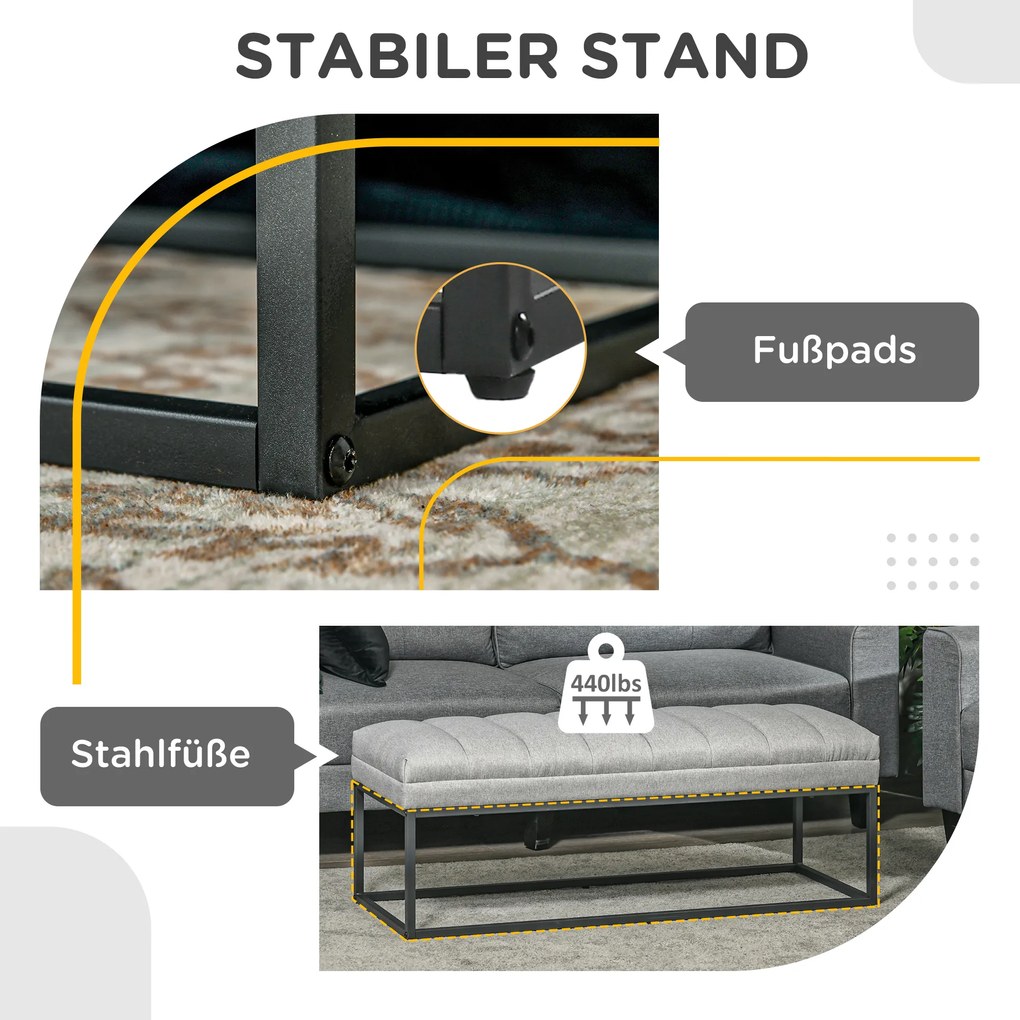 HOMCOM Ławka do Sypialni Tapicerowana Lnianym Wyglądem Jasnoszara Stylowa i Wytrzymała do 200kg | Aosom PL