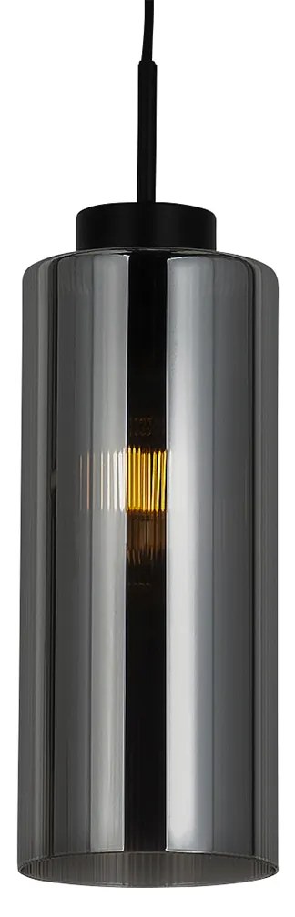 Inteligentna lampa wisząca czarna z przydymionym szkłem z Wifi ST64 - Laura