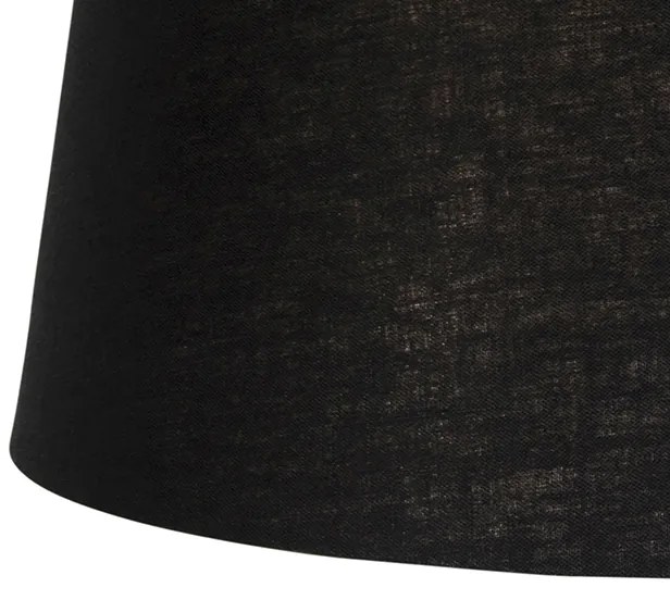 Lampa wisząca czarna z abażurem lnianym czarnym 35 cm - Blitz Nowoczesny Oswietlenie wewnetrzne
