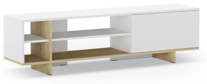 Biała szafka pod TV w dekorze dębu 160x44 cm Cequoia – Marckeric