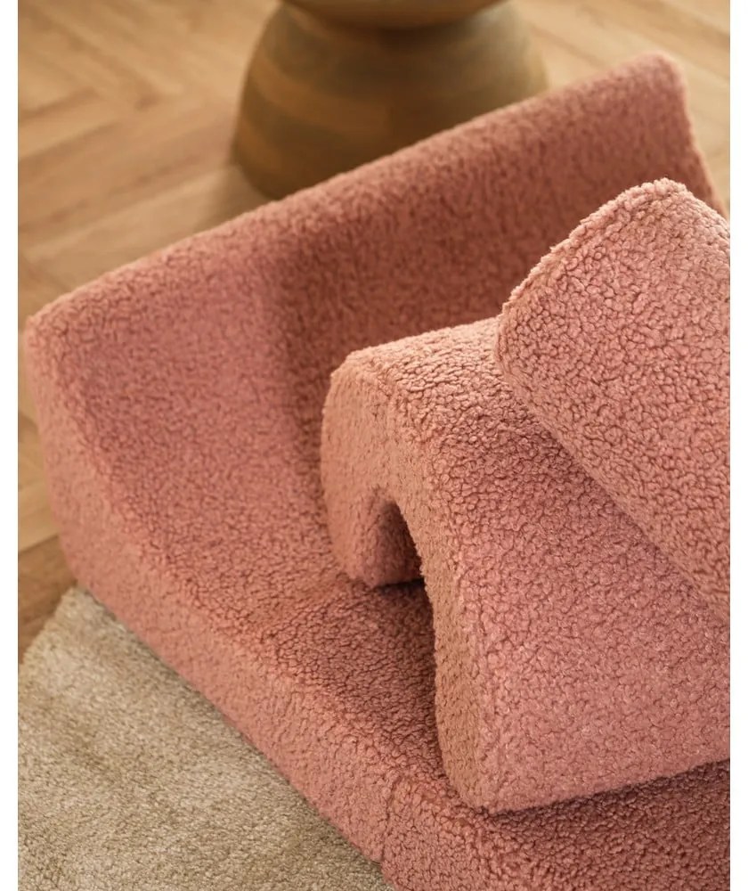 Różowy fotel dziecięcy z materiału bouclé Flipster – Wigiwama