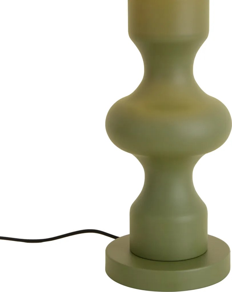 Retro Lampa Stołowa Zielona z Abażurem z Tkaniny - Captain