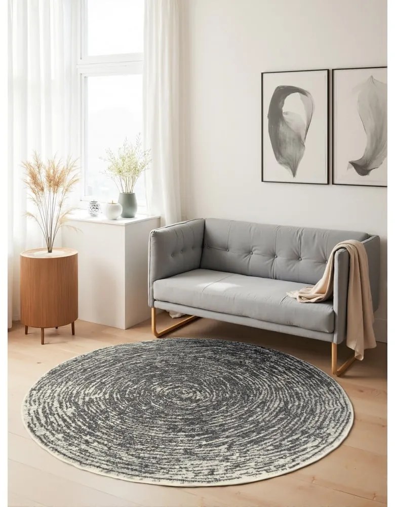 Szary/kremowy okrągły dywan ø 120 cm Gloria Cavallo – Hanse Home