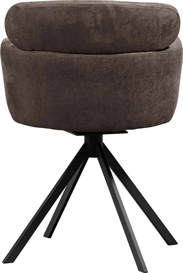 Ciemnobrązowy tapicerowany fotel jadalniany z podłokietnikami Fenne – WOOOD