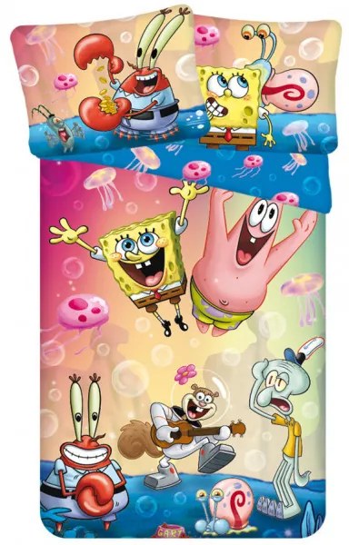 PrzytulneMieszkanie.pl PrzytulneMieszkanie.pl Pościel dziecięca z mikrofibry SPONGEBOB PARTY kolorowa Rozmiar pościeli: 70 x 90 cm | 140 x 200 cm