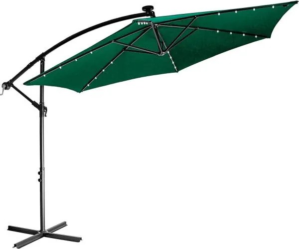 STILISTA  Parasol ogrodowy z rączką 3,5m, zielony + LED