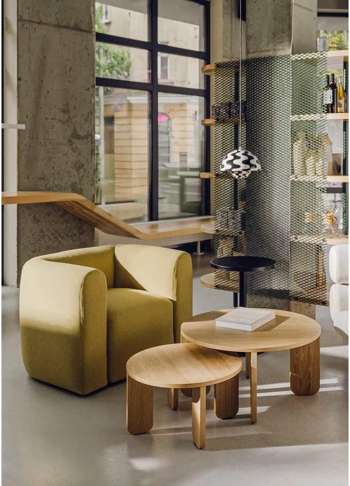 Okrągły stolik z blatem w dekorze dębu w naturalnym kolorze ø 55 cm Kuvu – noo.ma