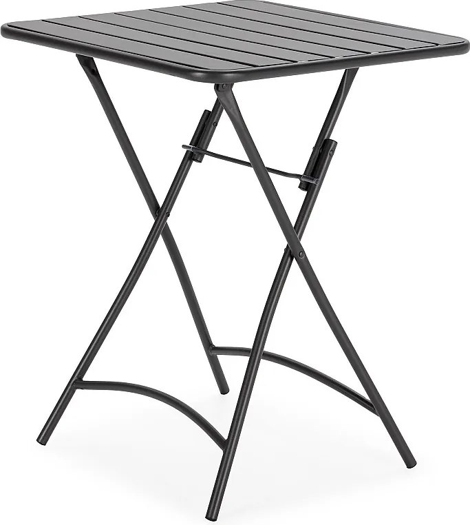 Stół ogrodowy składany Perla z metalu w kolorze czarnym.