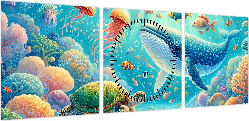 Obraz - Świat pod wodą (z zegarem) (90x30 cm)