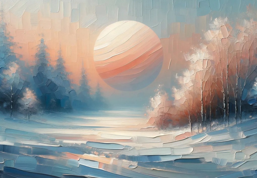 Fototapeta - Zimowy zachód słońca (196x136 cm)