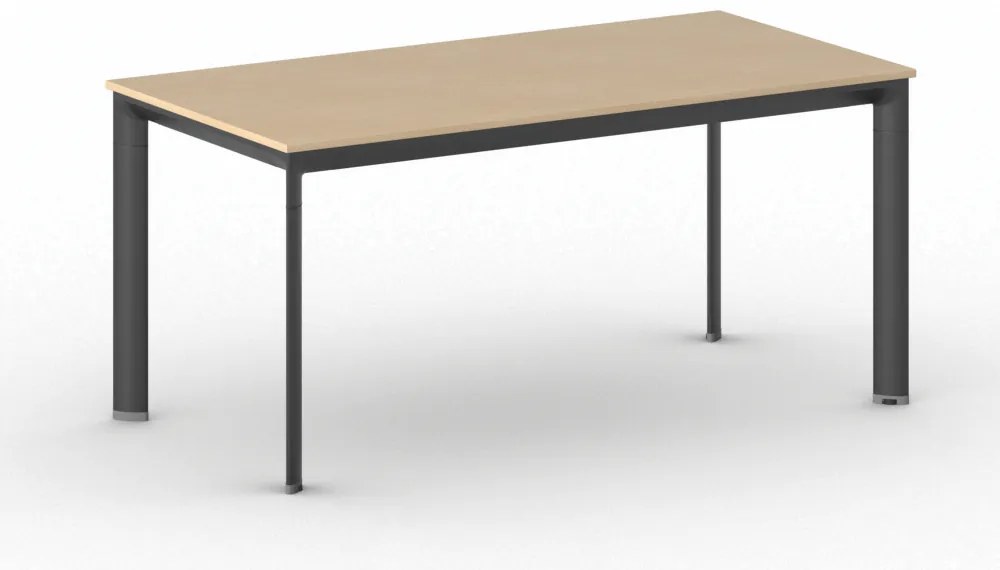 Stół konferencyjny do biura PRIMO INVITATION, 160x80 cm, czarna podstawa, buk