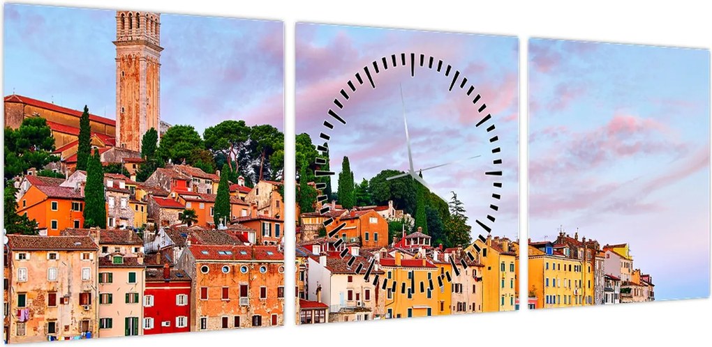 Obraz - Rovinj, Chorwacja (z zegarem) (90x30 cm)