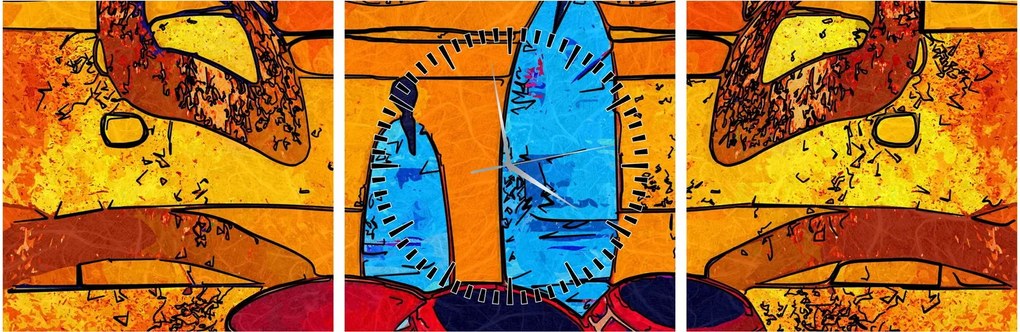 Obraz - Malarstwo starożytne (z zegarem) (90x30 cm)